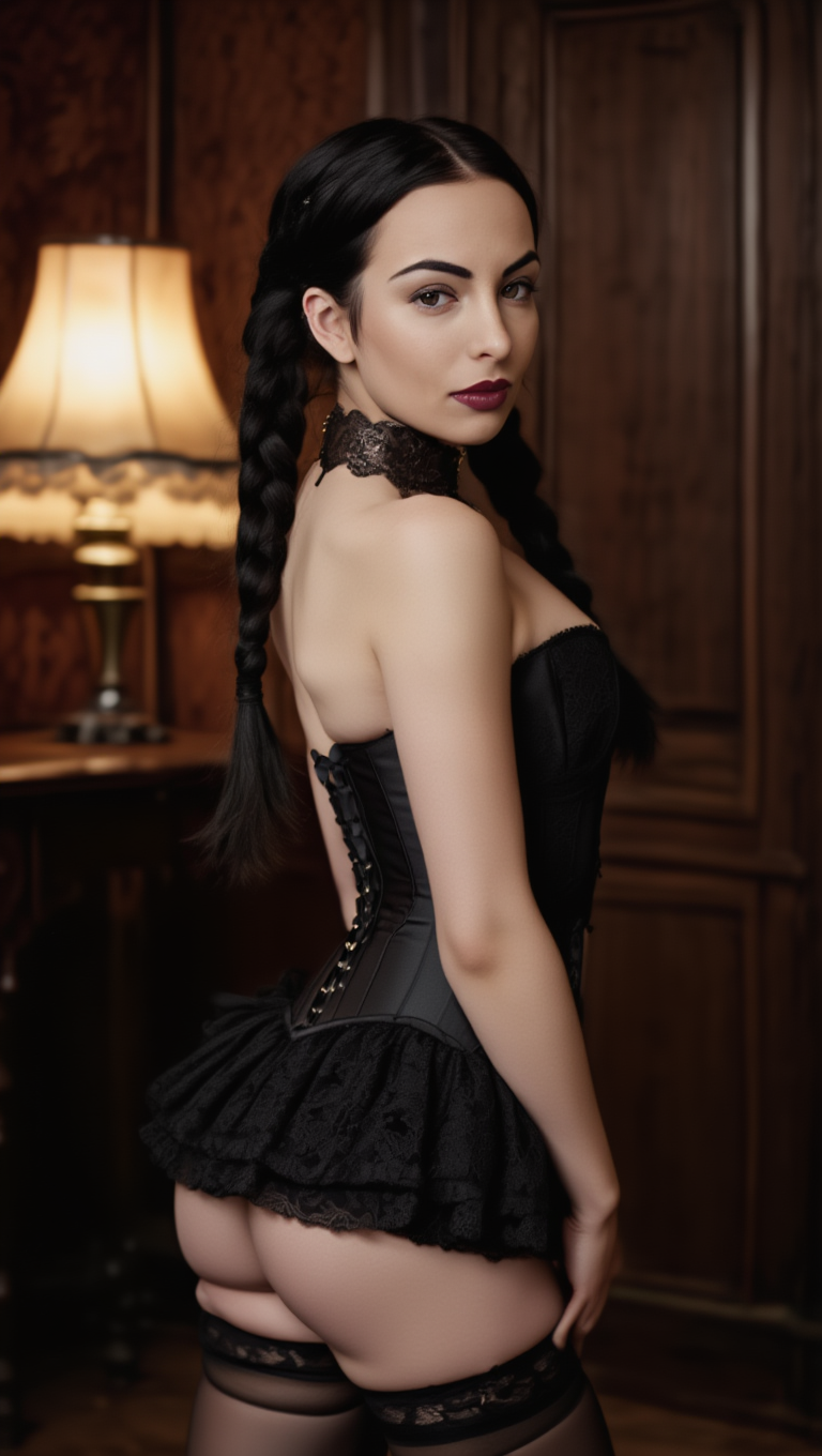 Velvet Temptation: Gothic Corset Elegance in Candlelit Interiors