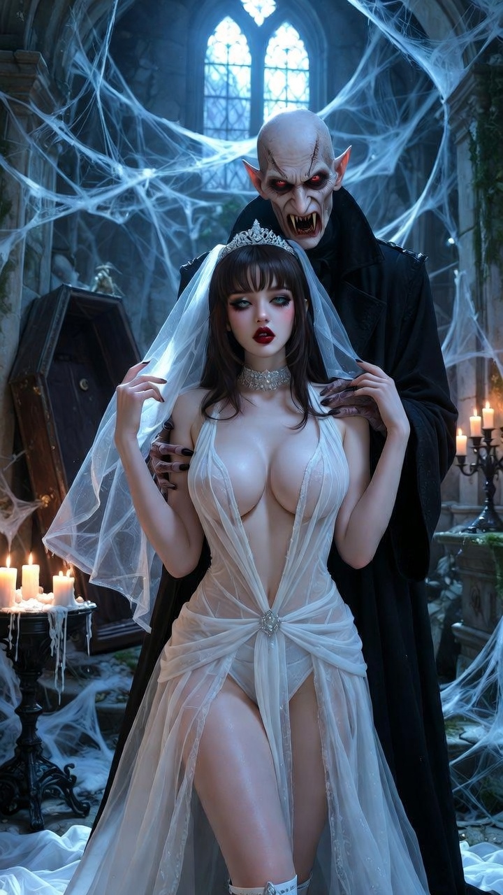 Veiled Bride & Vampire Lord in Crypt