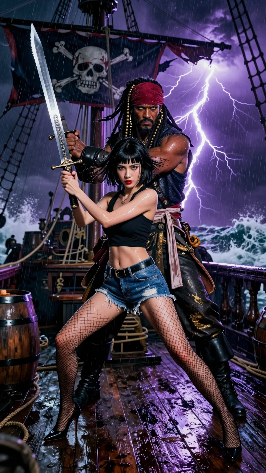 Pirate Storm Battle on Ship Deck