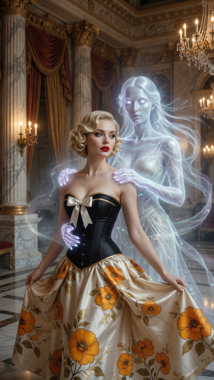 Ethereal Presence Behind Timeless Elegance