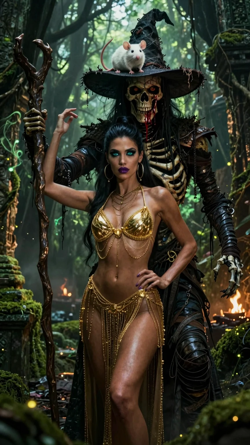 Jungle Necromancer Witch and Golden Chain Temptress