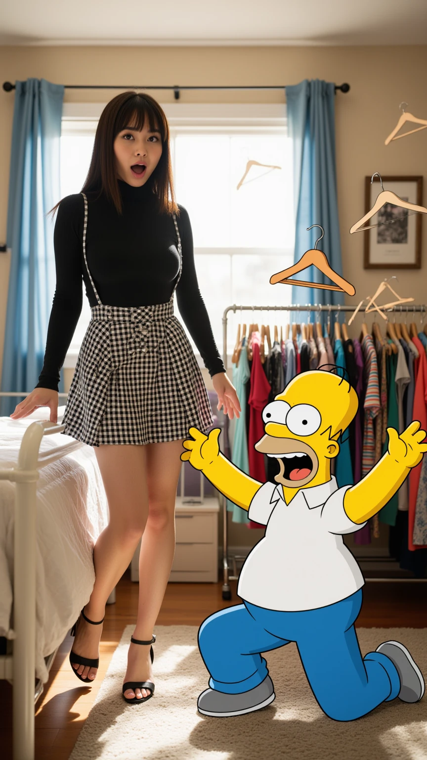 Excited Asian Girl Meets Homer Simpson