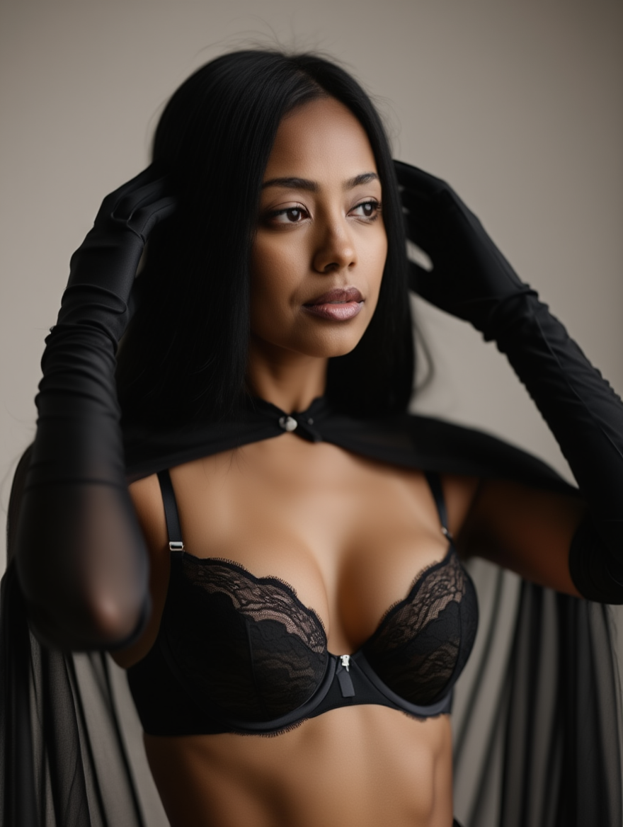 Sheer Black Lingerie Fashion Editorial in Urban Park