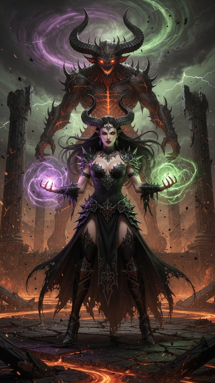 Infernal Sorceress Summoning Demonic Power