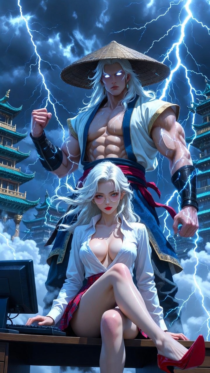 Lightning Warrior and Seductive Secretary in Storm Temple