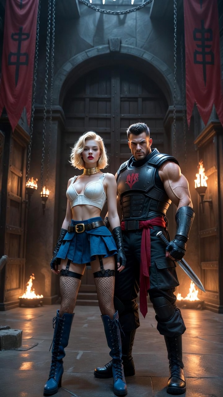 Torchlit Fortress Commanders In Dark Fantasy Stronghold