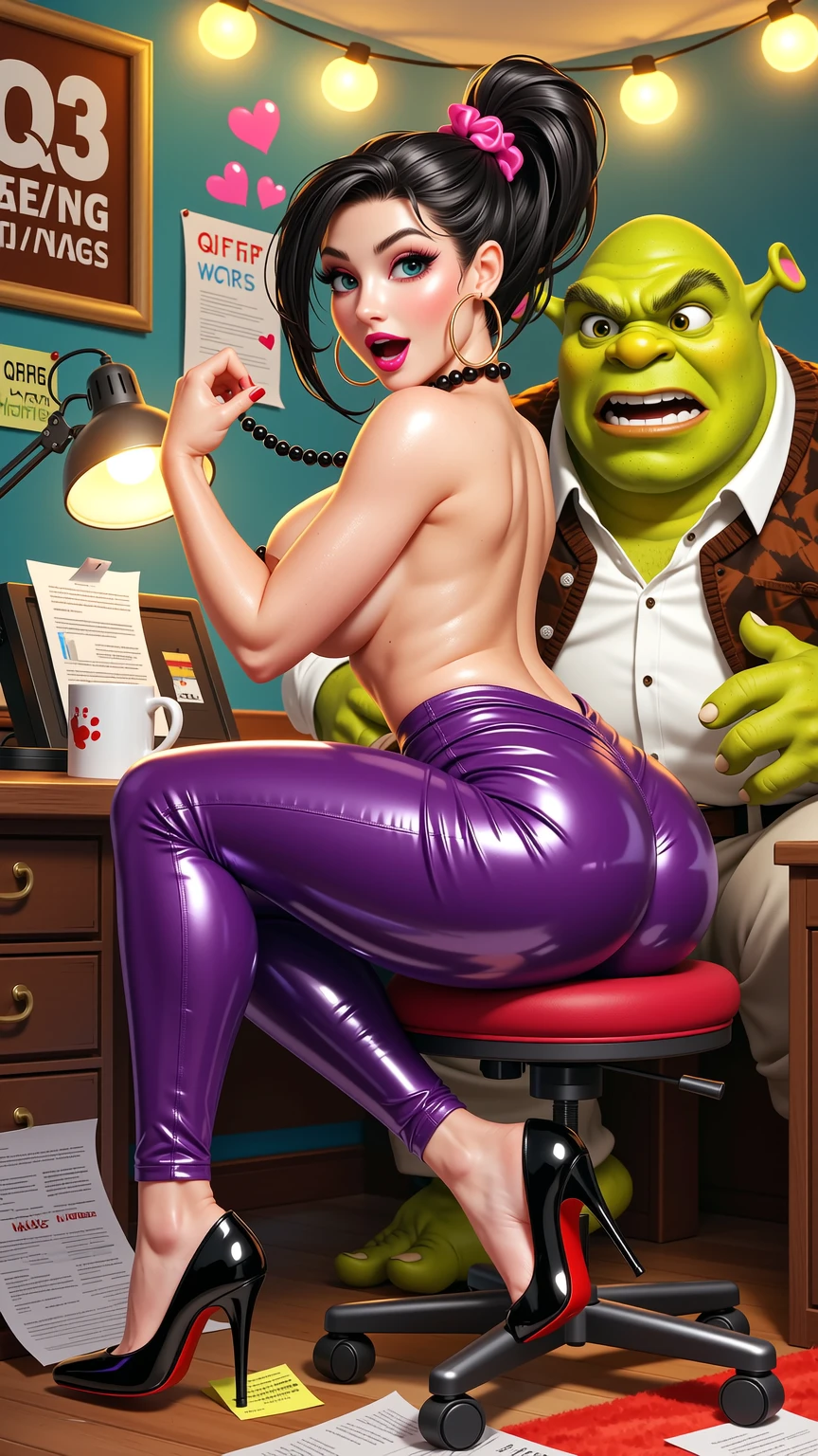 Seductive Office Tease with Shocked Ogre