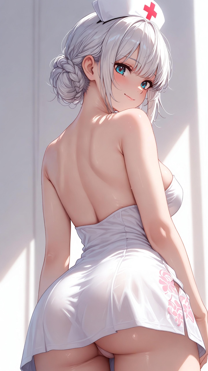 Elegant Anime Nurse with Soft Floral Details