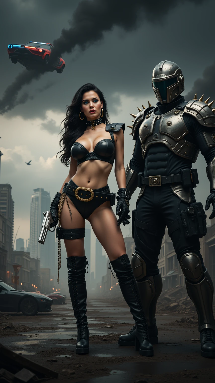 Spiked Leather Babe in Ruined City