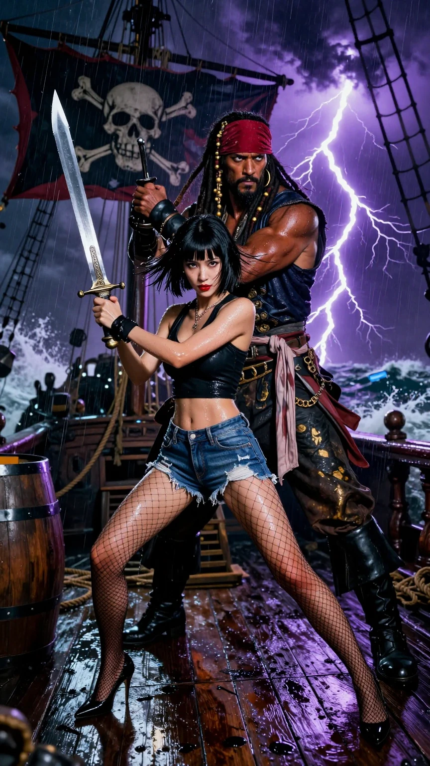 Pirate Storm Battle on Ship Deck